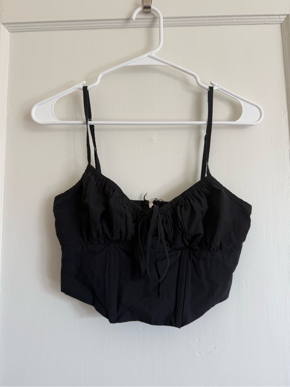 Adika Black Cropped Tie-Front Cami